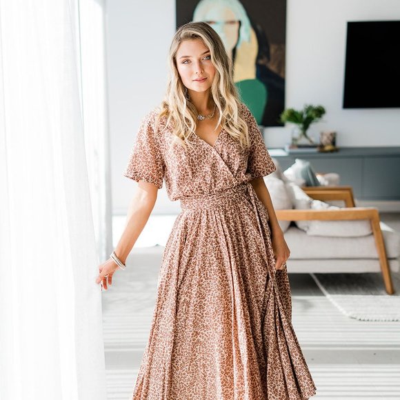 NWT House of Skye Leopard Boho Dress - Picture 1 of 8